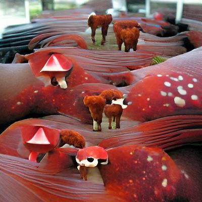 Red mushroom cows