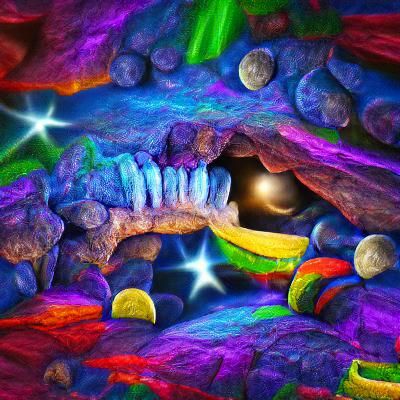 beautiful moonlit rainbow colored cosmic alien jewel cavern ...
