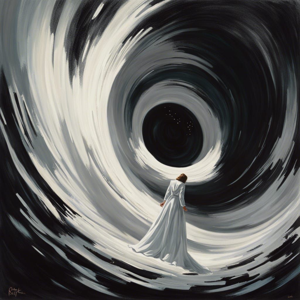 a beautiful woman dressed in white falls headfirst into a bl...