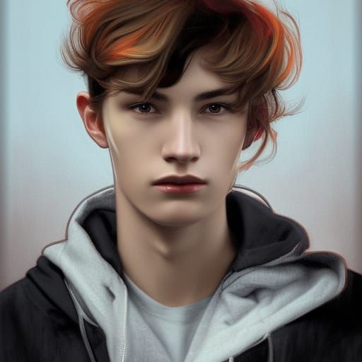 A 18-20 year old man, wearing a jacket with a crimson 1 on t...