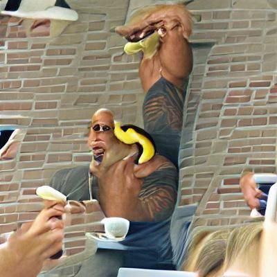 Dwayne Johnson eating a banana