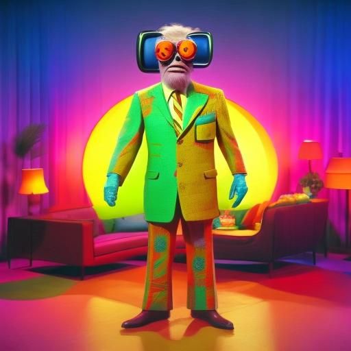 <lora:Pink Room SD15:0.7>
<lora:Groovy Lounge:0.7>
Scene from a 1970s sitcom featuring an anthropomorphic biopunk fruit wearing vintage clot...