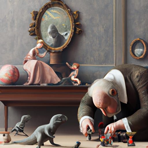 playing with dinosaurs