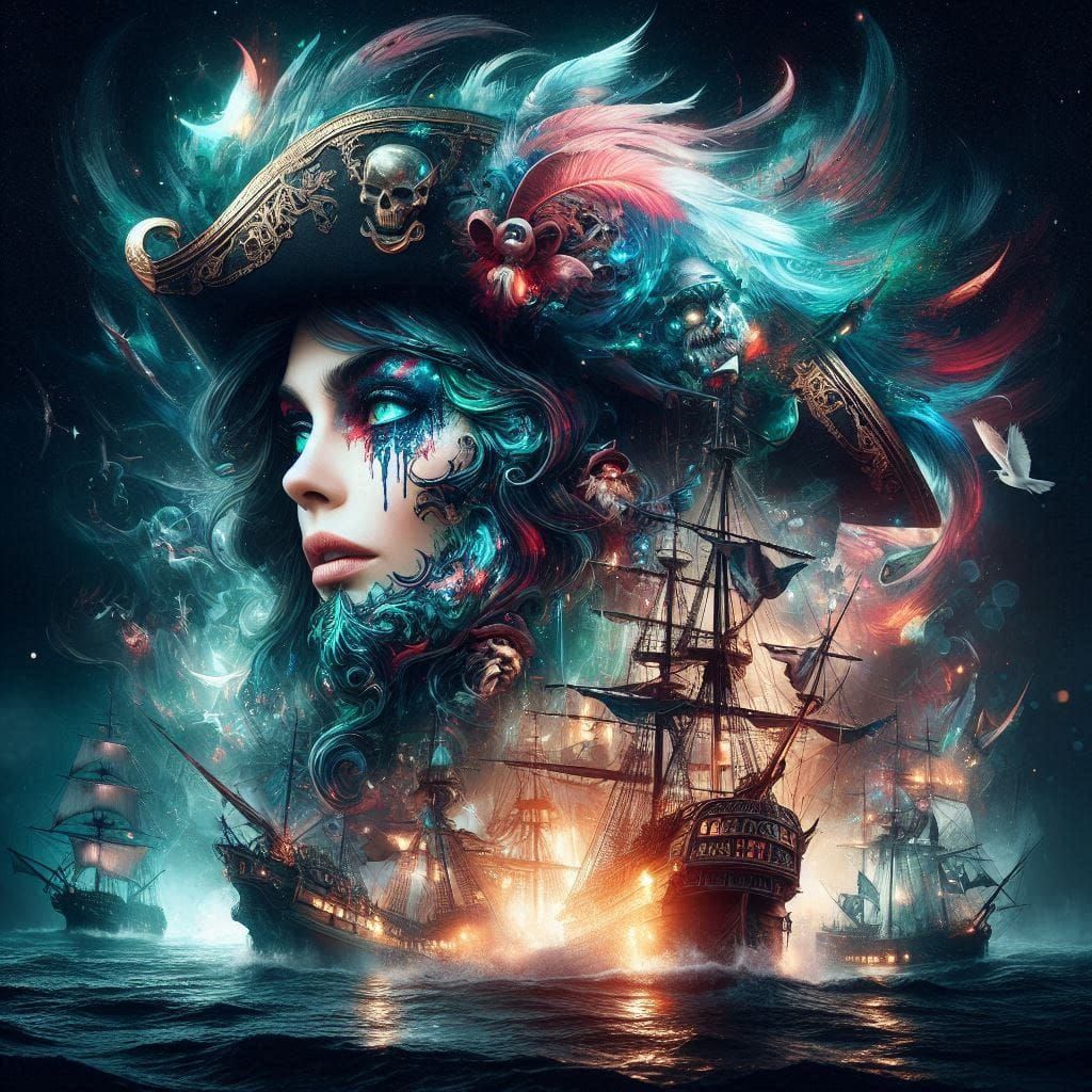 Pirate-Galleon Double Exposure