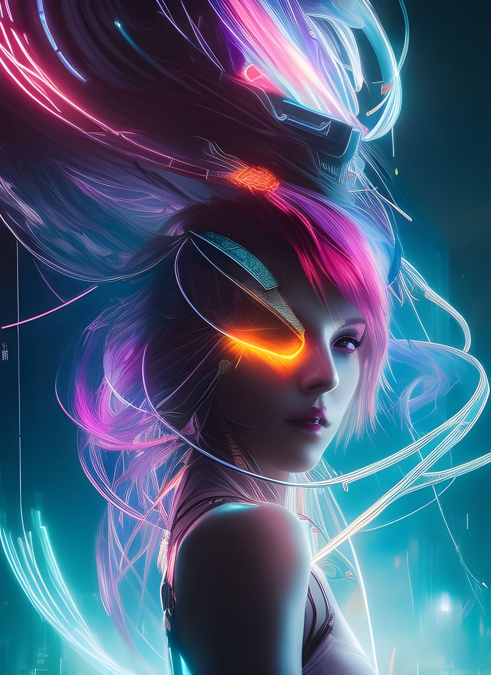 Goddess of Cyber-Punk Dream - AI Generated Artwork - NightCafe Creator