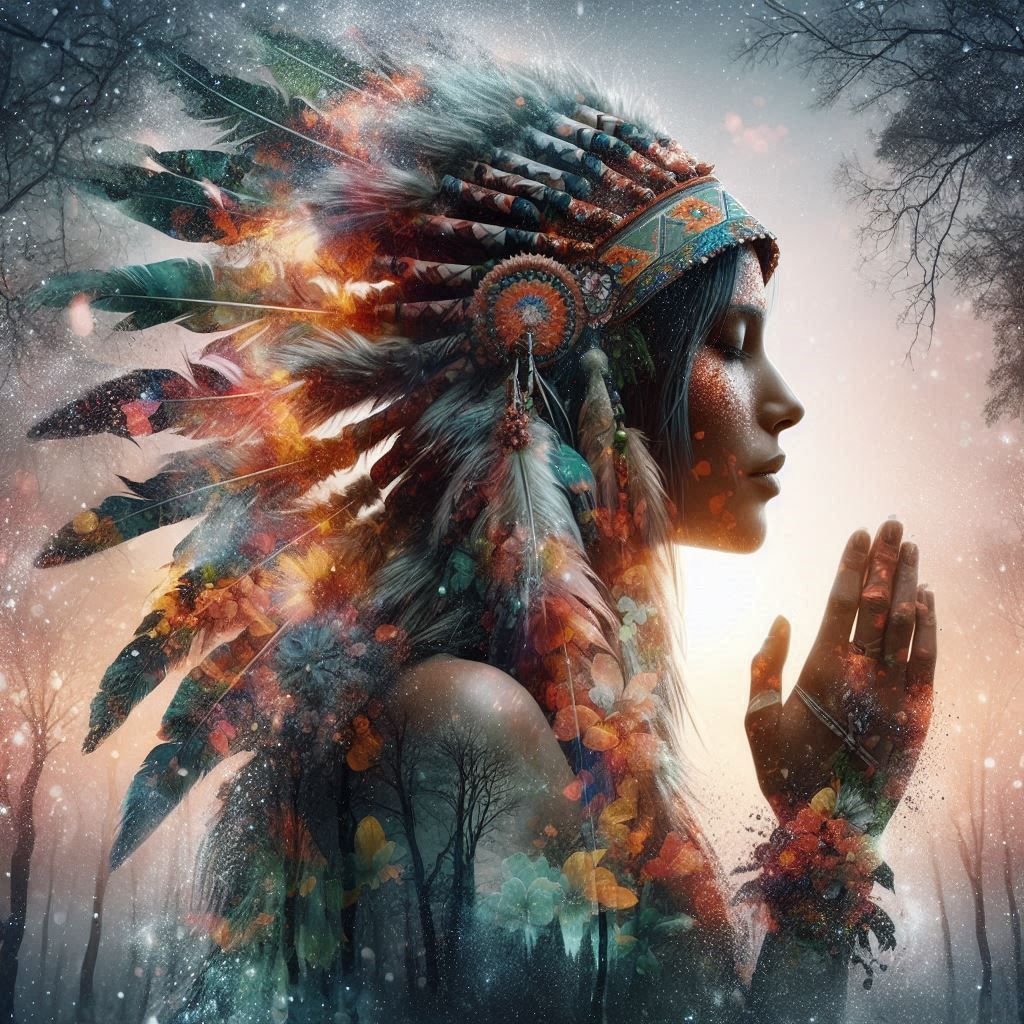 double exposure beautiful fantasy DALL-E 3 portrait landscape..