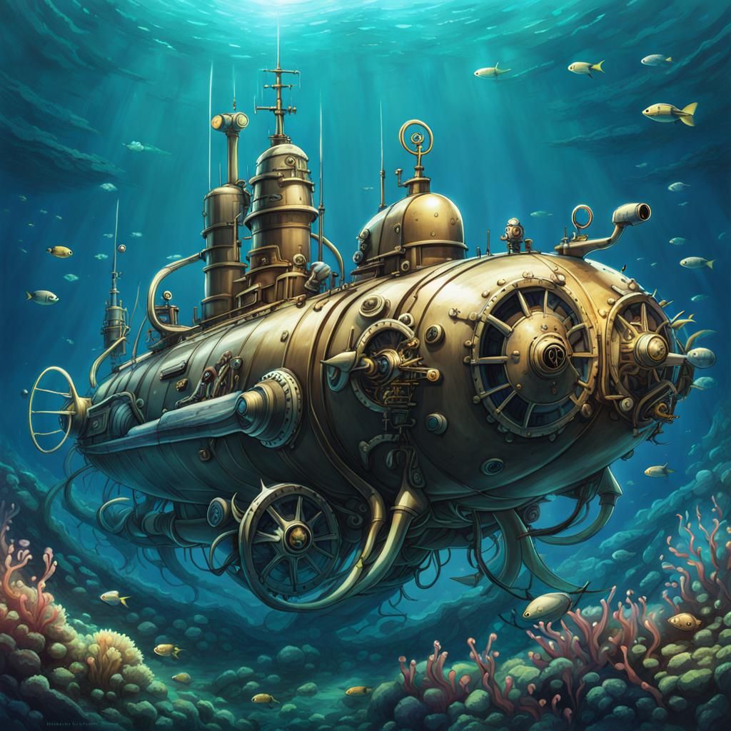 Whimsical submarine - AI Generated Artwork - NightCafe Creator