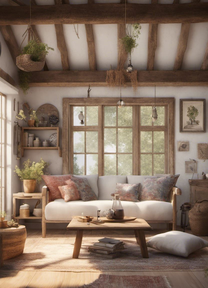 Cottage Livingroom - AI Generated Artwork - NightCafe Creator