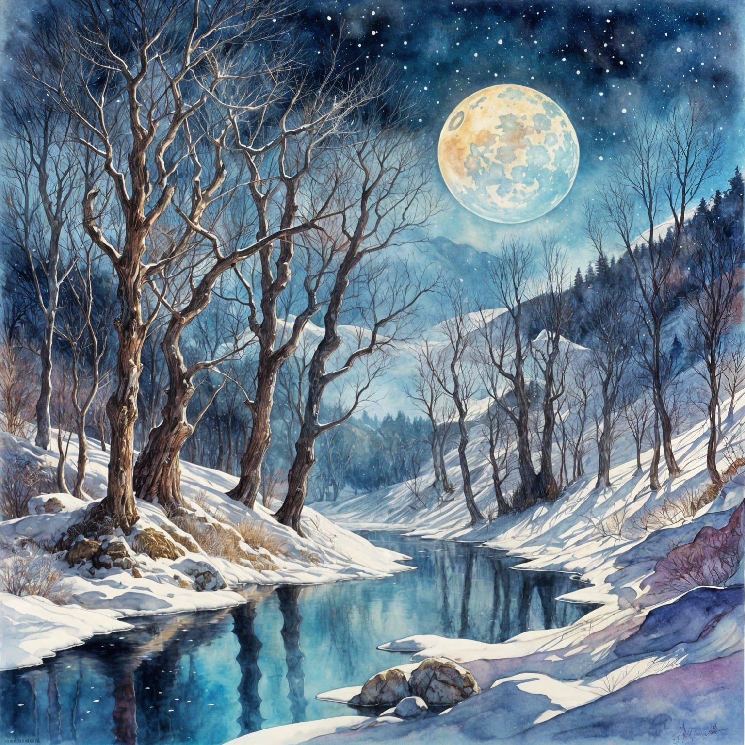 Reflections of a Winter Night  by @3moons