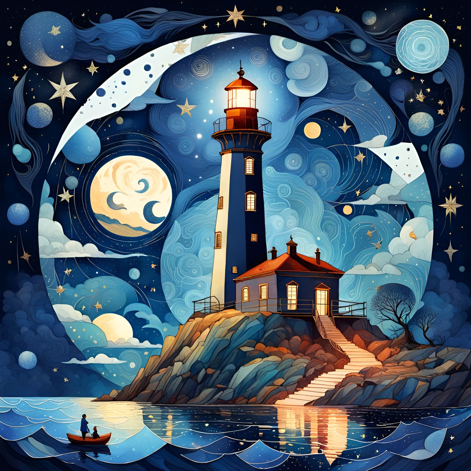 Lighthouse Under the Stars