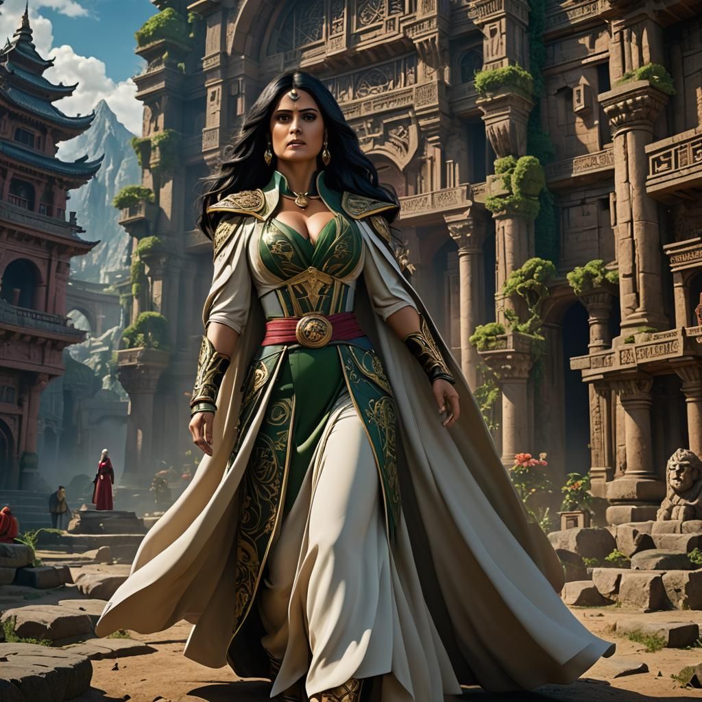 Salma Hayek vestida de Tsunade - AI Generated Artwork - NightCafe Creator