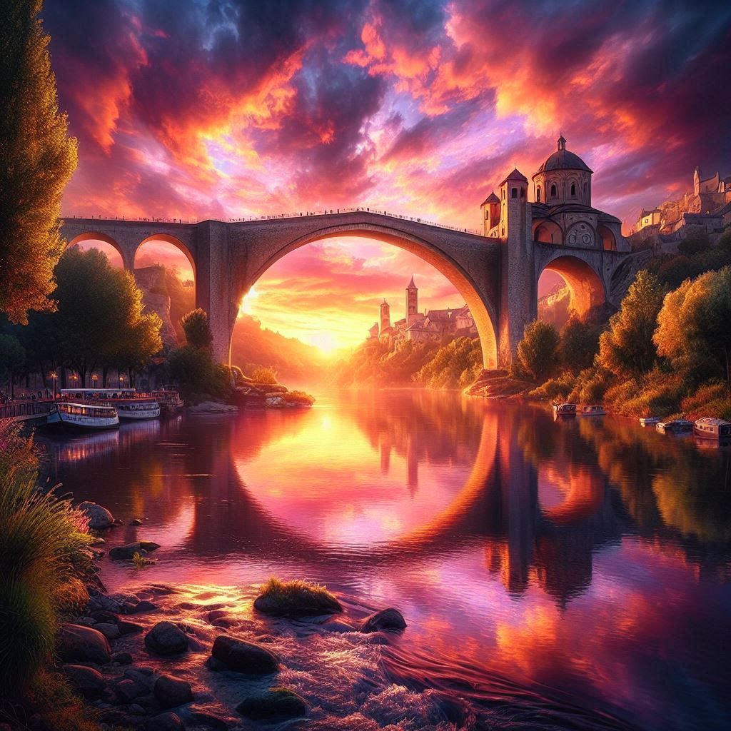 Magnificent archway sunset