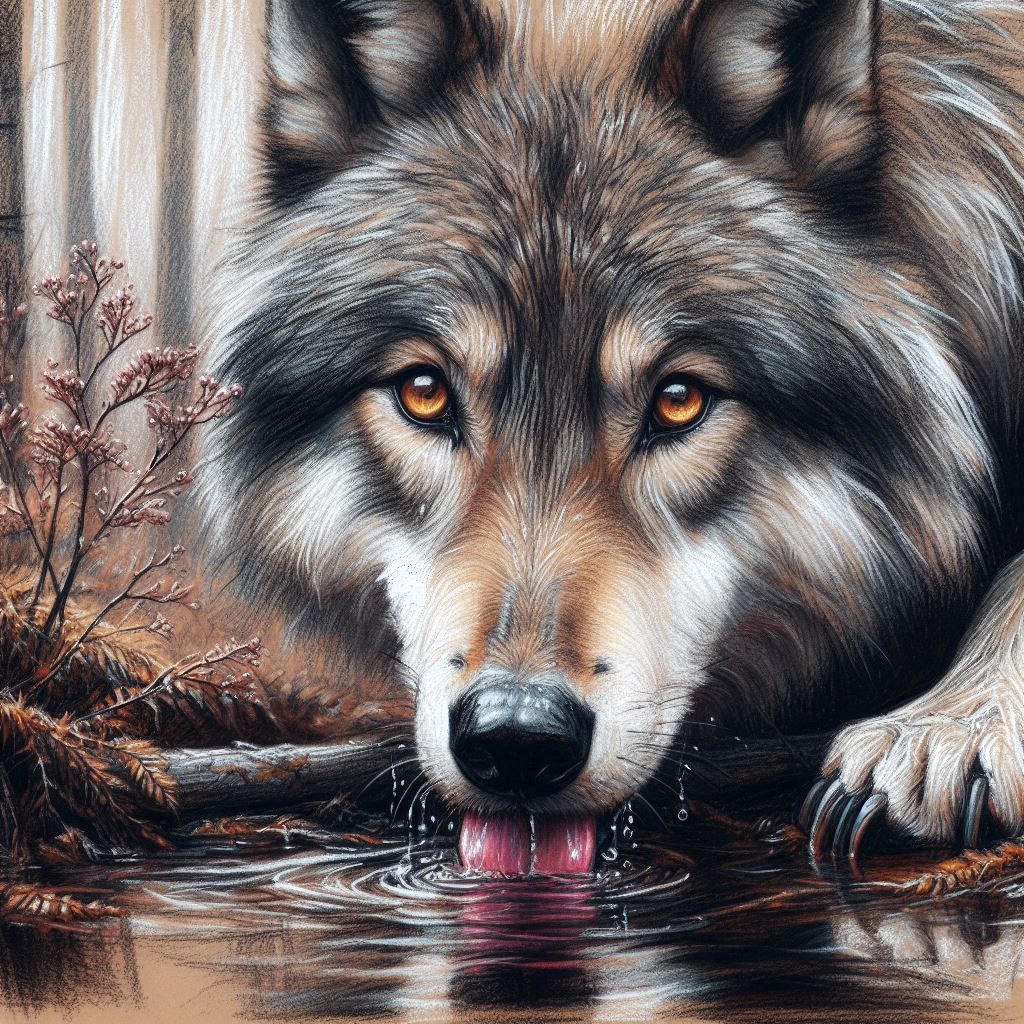 Wolf in Soft Charcoal