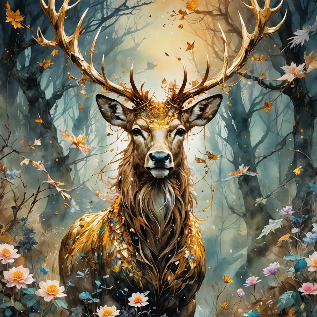 Golden stag.   by @Nina Camplin