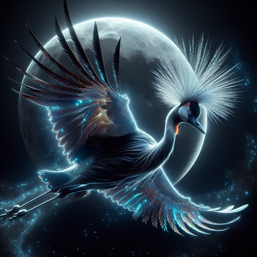 Grey Crowned Crane  by @ScorpionAI