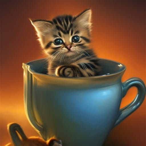 Cat in A Teacup - AI Generated Artwork - NightCafe Creator