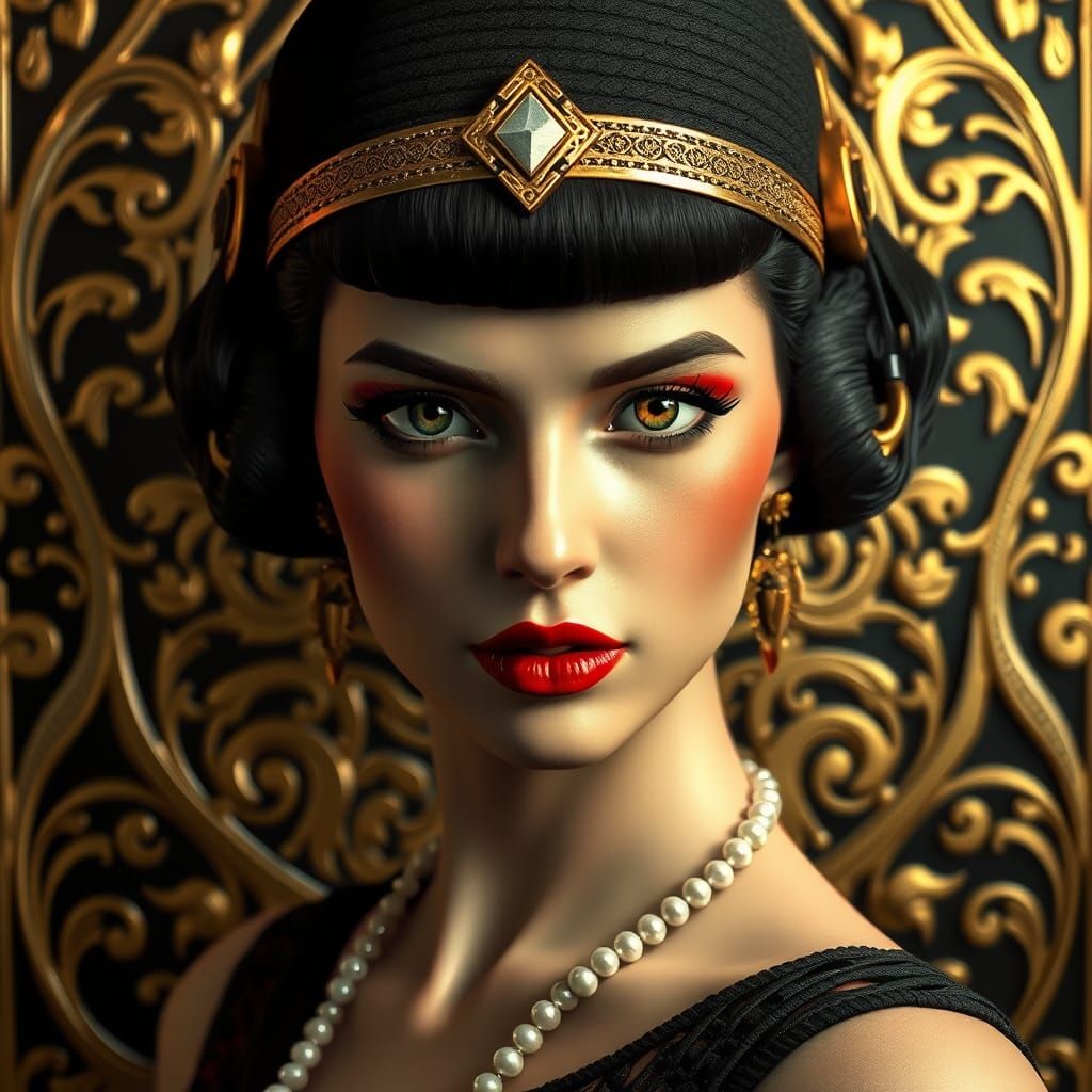 Adult thin Roaring Twenties flapper Art Deco by Catrin Welz-...