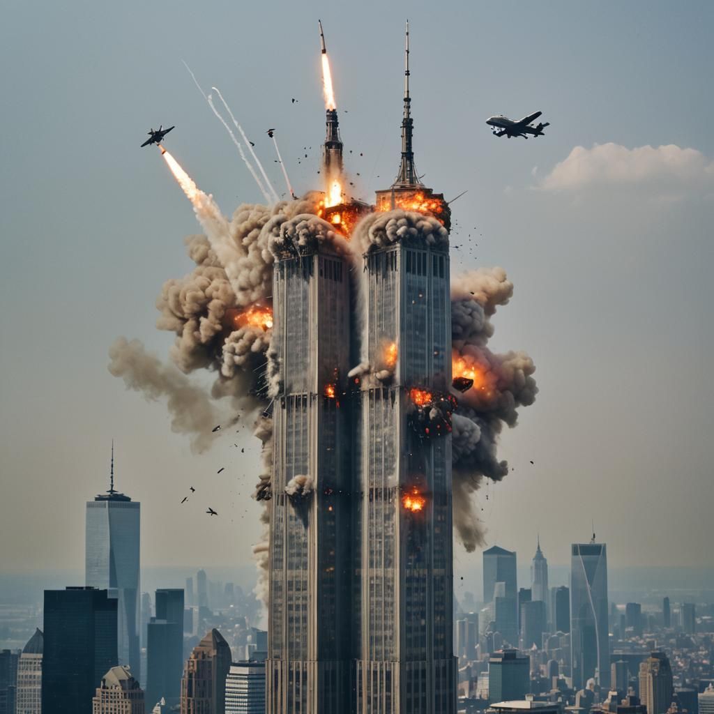 They destroy the twin towers in a battle with airplanes