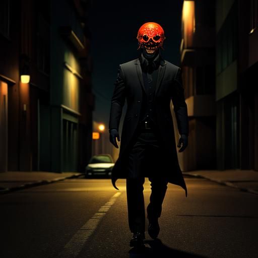 Innocent male Human is walking through the empty streets at ...