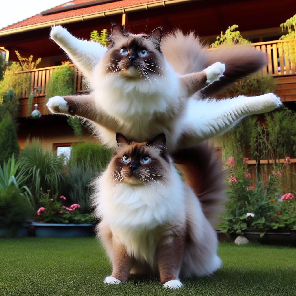 Ragdoll cats in training for the olympics