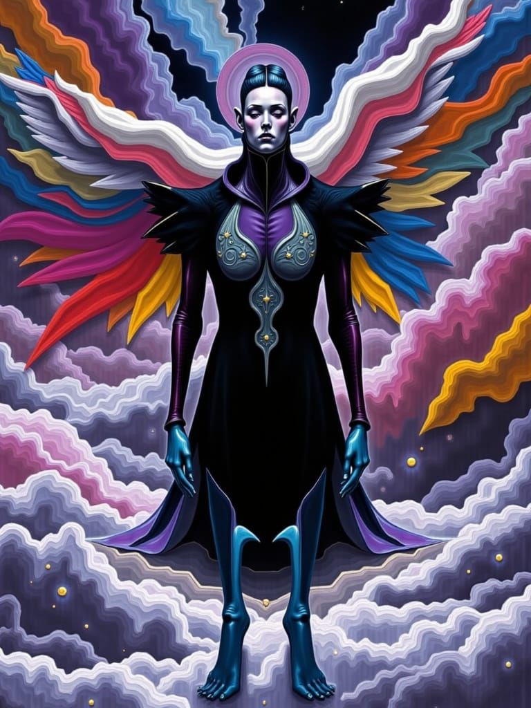 <lora:RB Figures:1.0>  Drawing of  an Angel with geometric wings