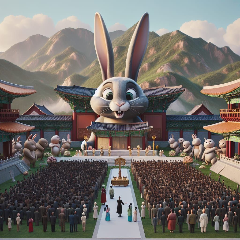 Extravagant obese bugs bunny funeral in north korea