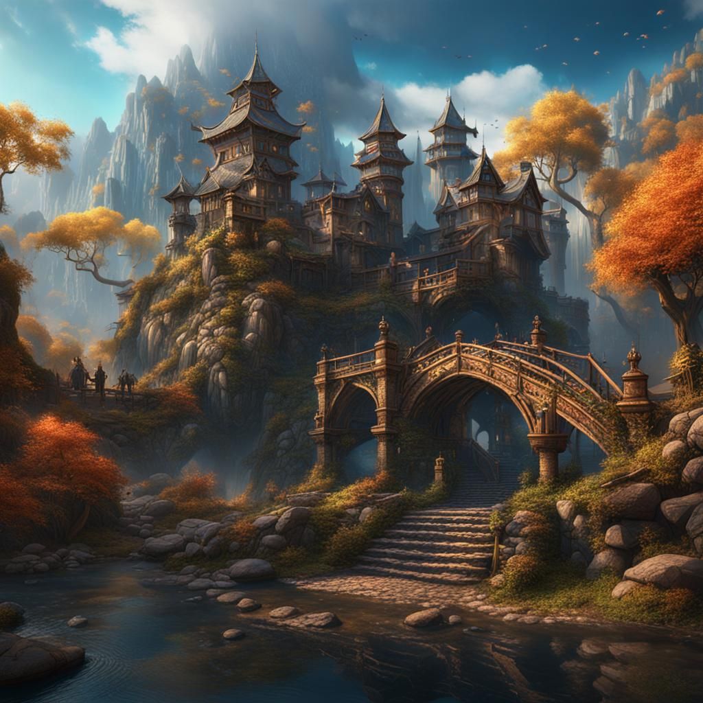 Fantastical Detailed Matte Painting in Deep Color