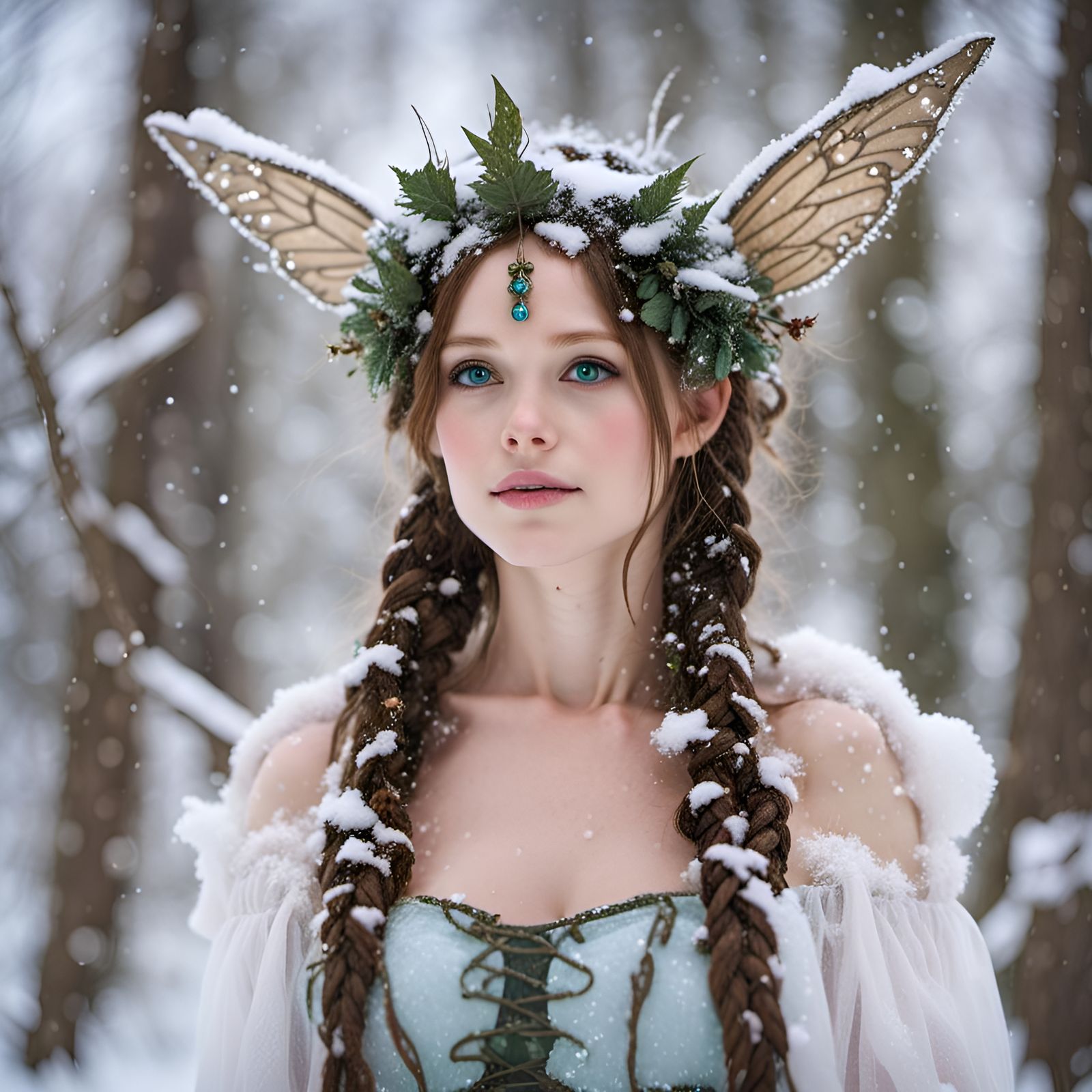 Adorable faerie forest princess in the snow - AI Generated Artwork ...