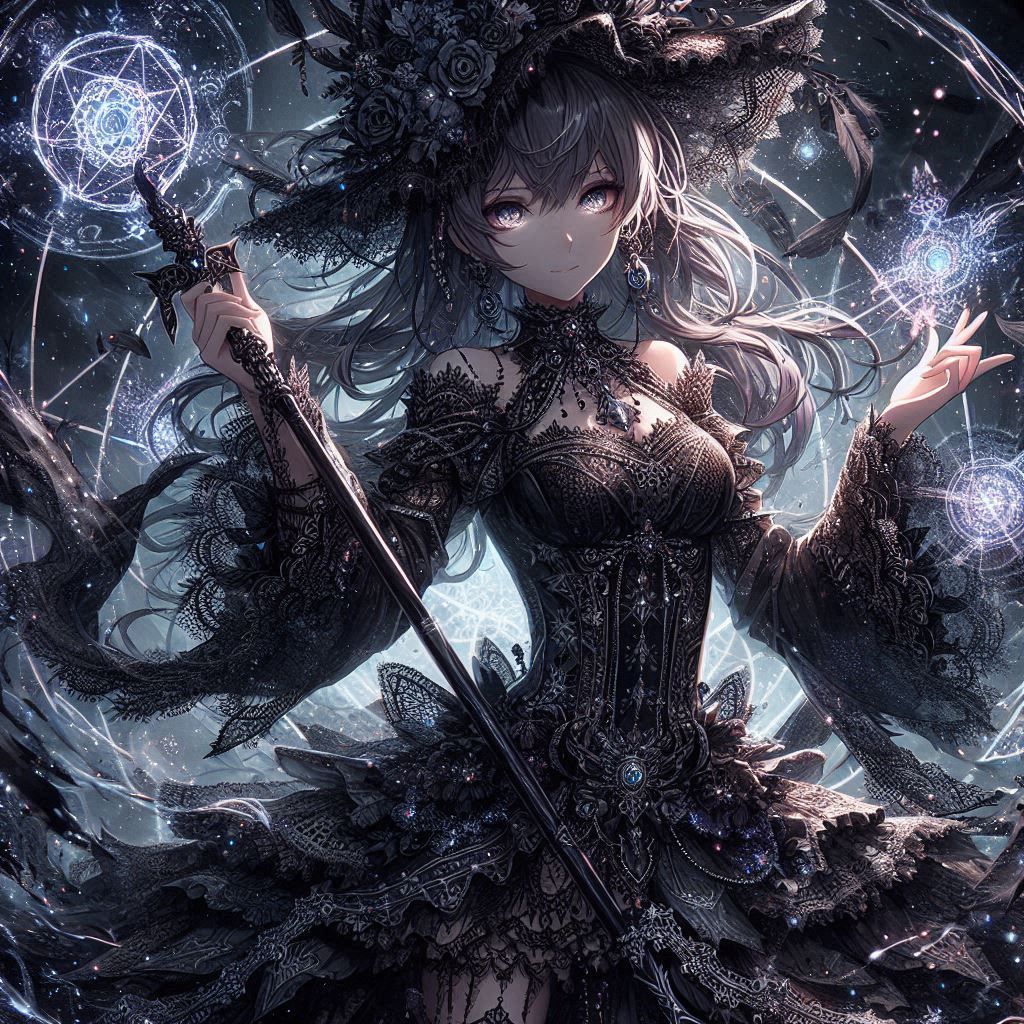 Anime ver. of Morgan Le Fey w/ staff - 2 by DALL-E 3