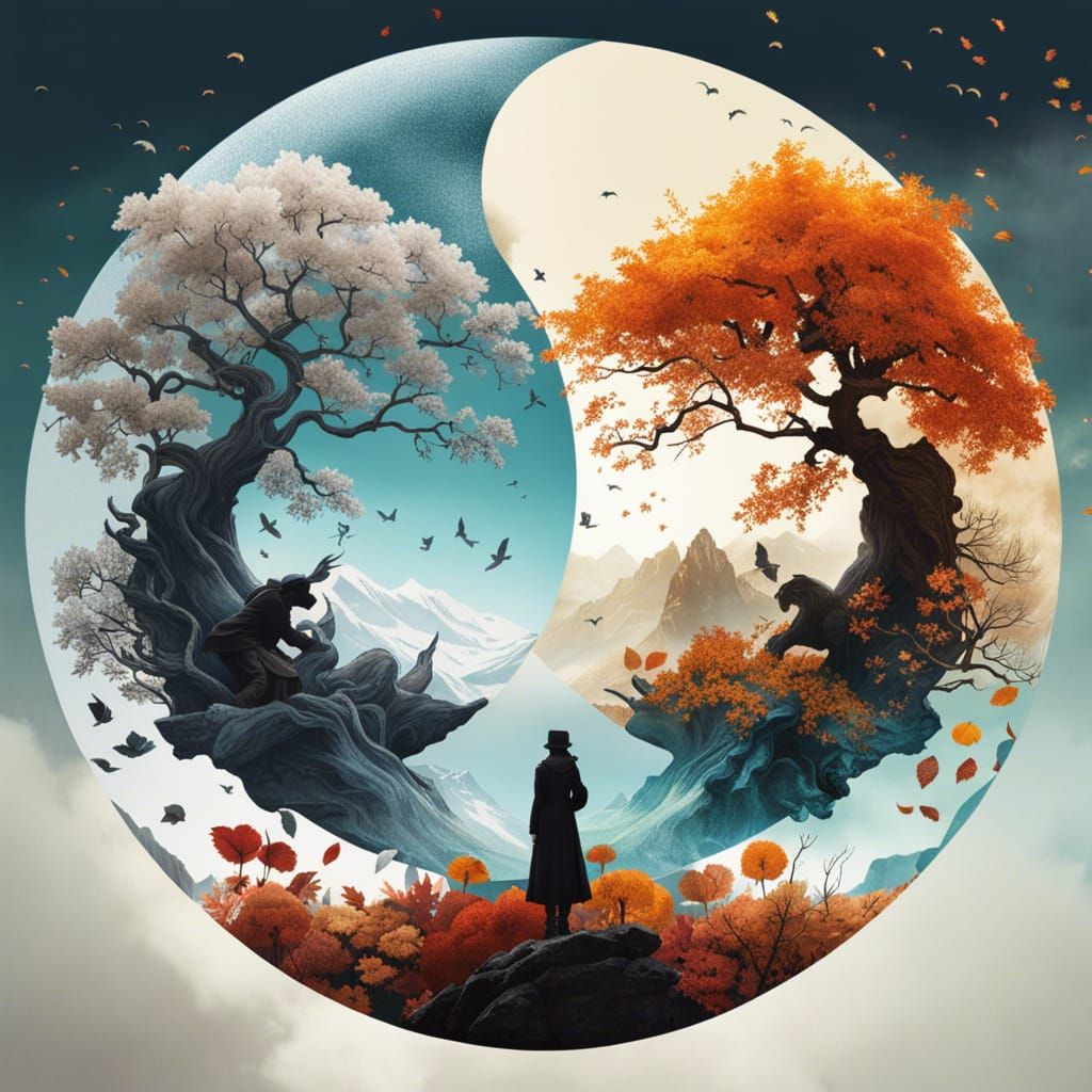 Yin Yang Of Seasons - Ai Generated Artwork - Nightcafe Creator