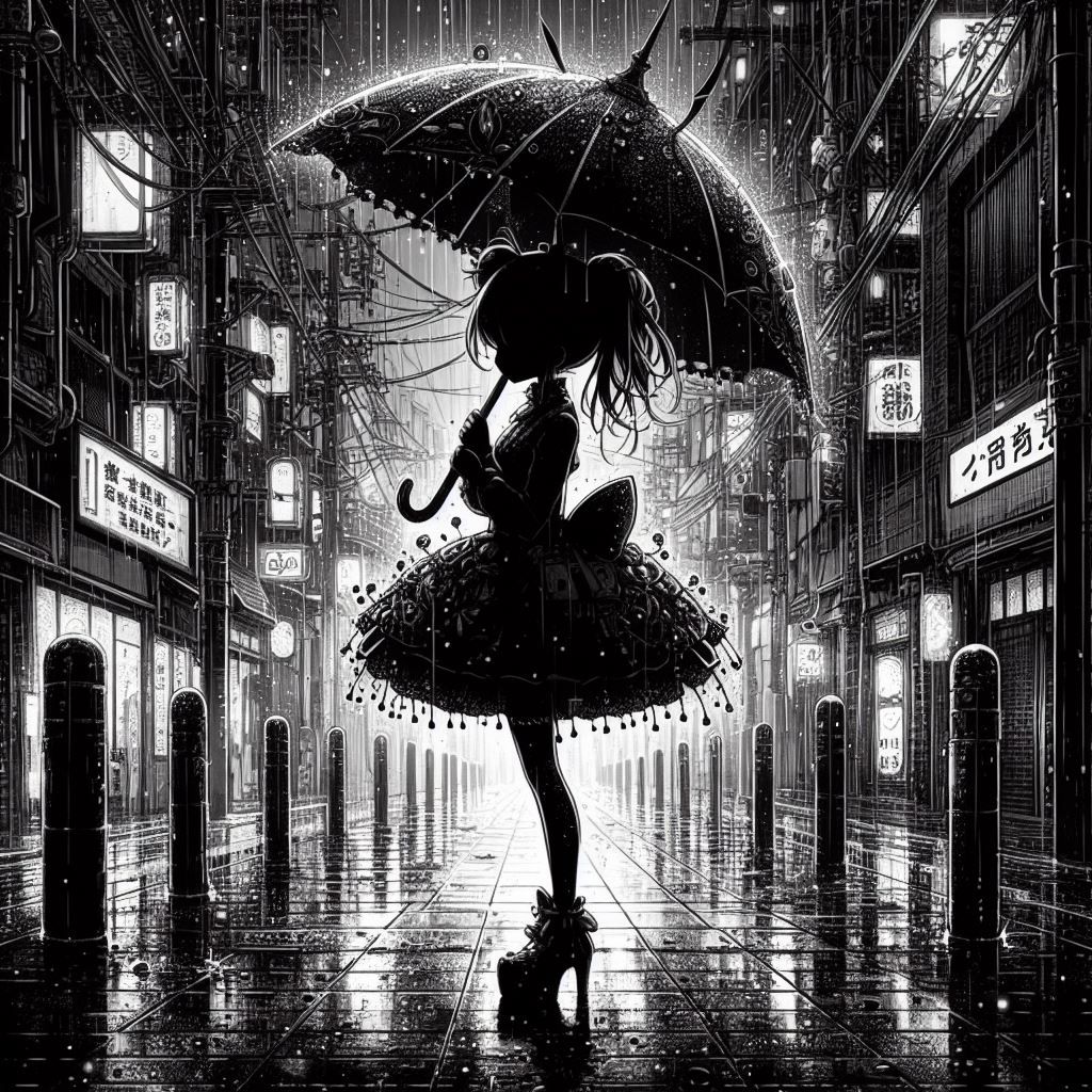 Alone under an umbrella