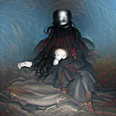Creepy dark no eyes doll haunted ghost