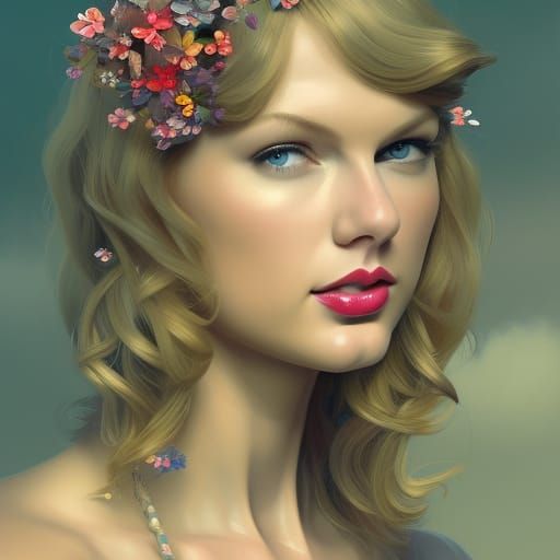 Taylor Swift in floral mosaic with 3d flowers 8k 3d tile - AI Generated ...