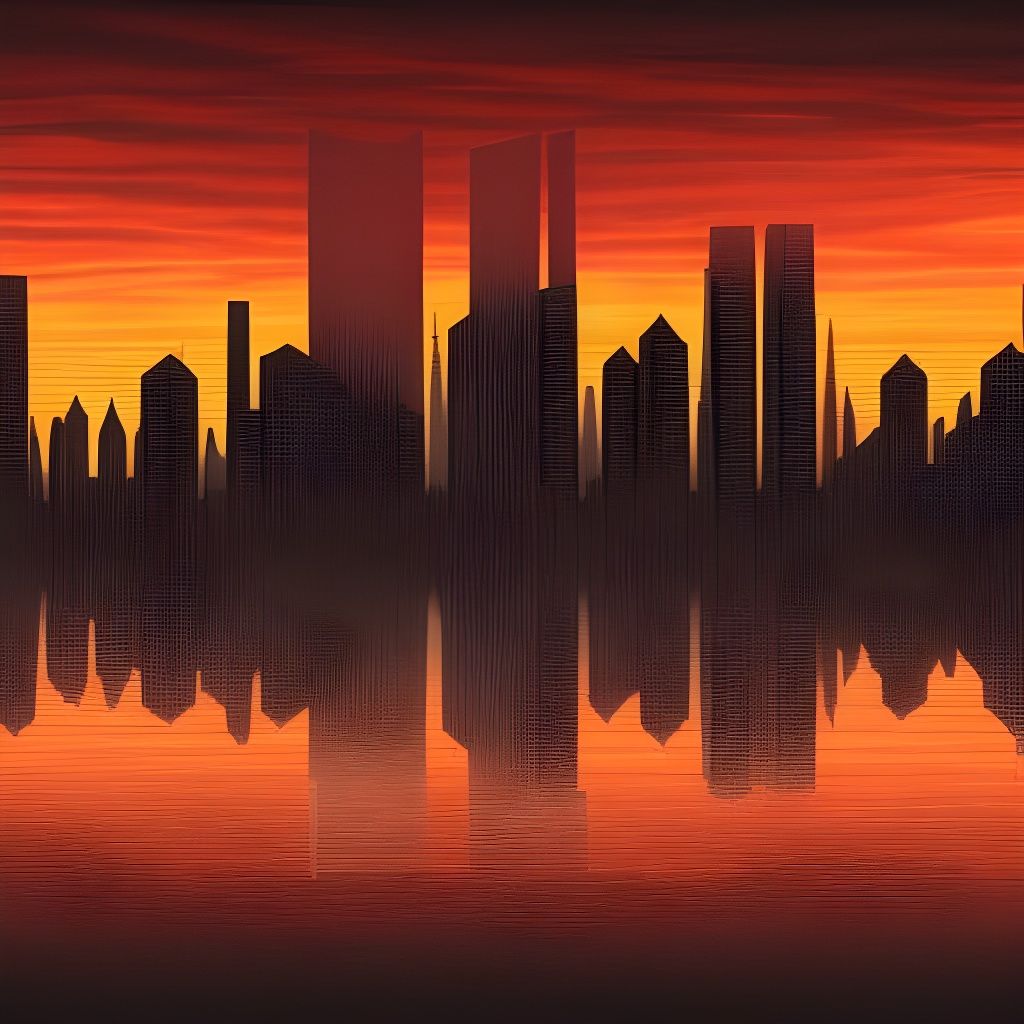 Reflection of a City at Sunset