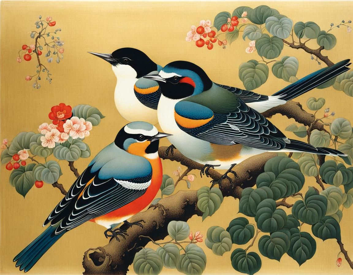 Birds in by artist (Itō Jakuchū:1.3)