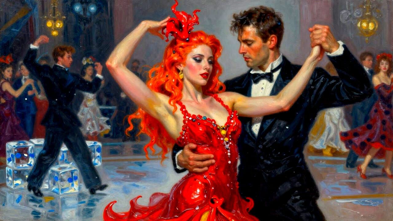 Fairy Couple Dancing Salsa in Thick Icing Textures