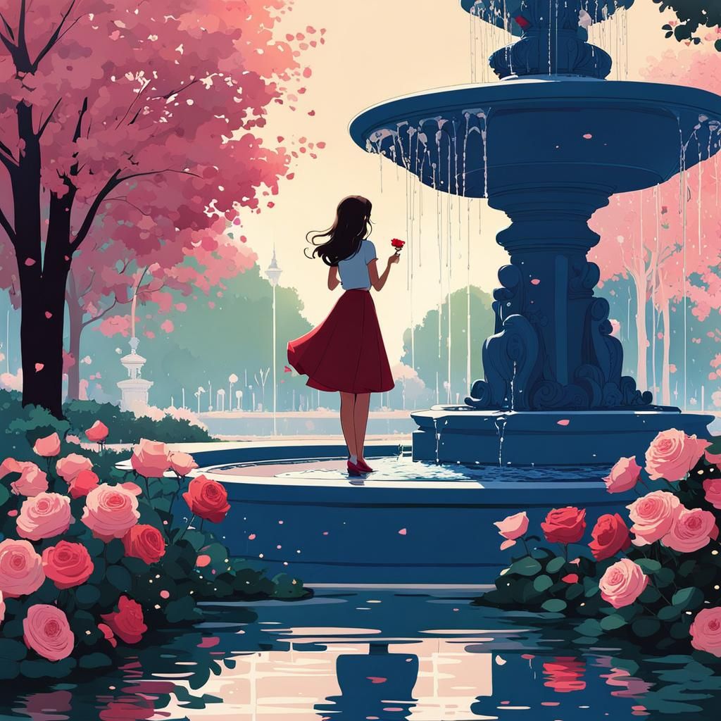Girl at Water Fountain.