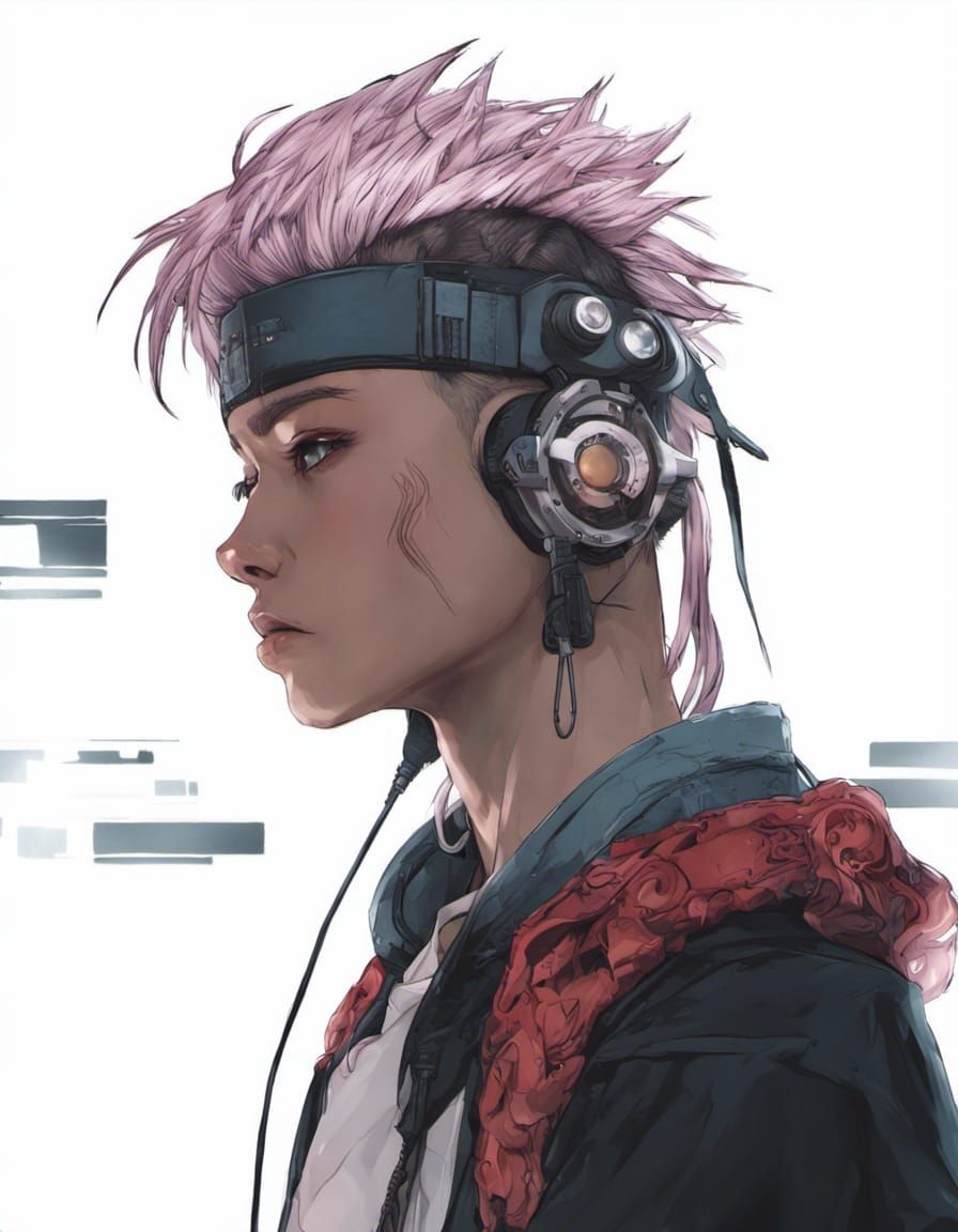 Cyberpunk, Headband, Shonen Hair AI Generated Artwork NightCafe Creator