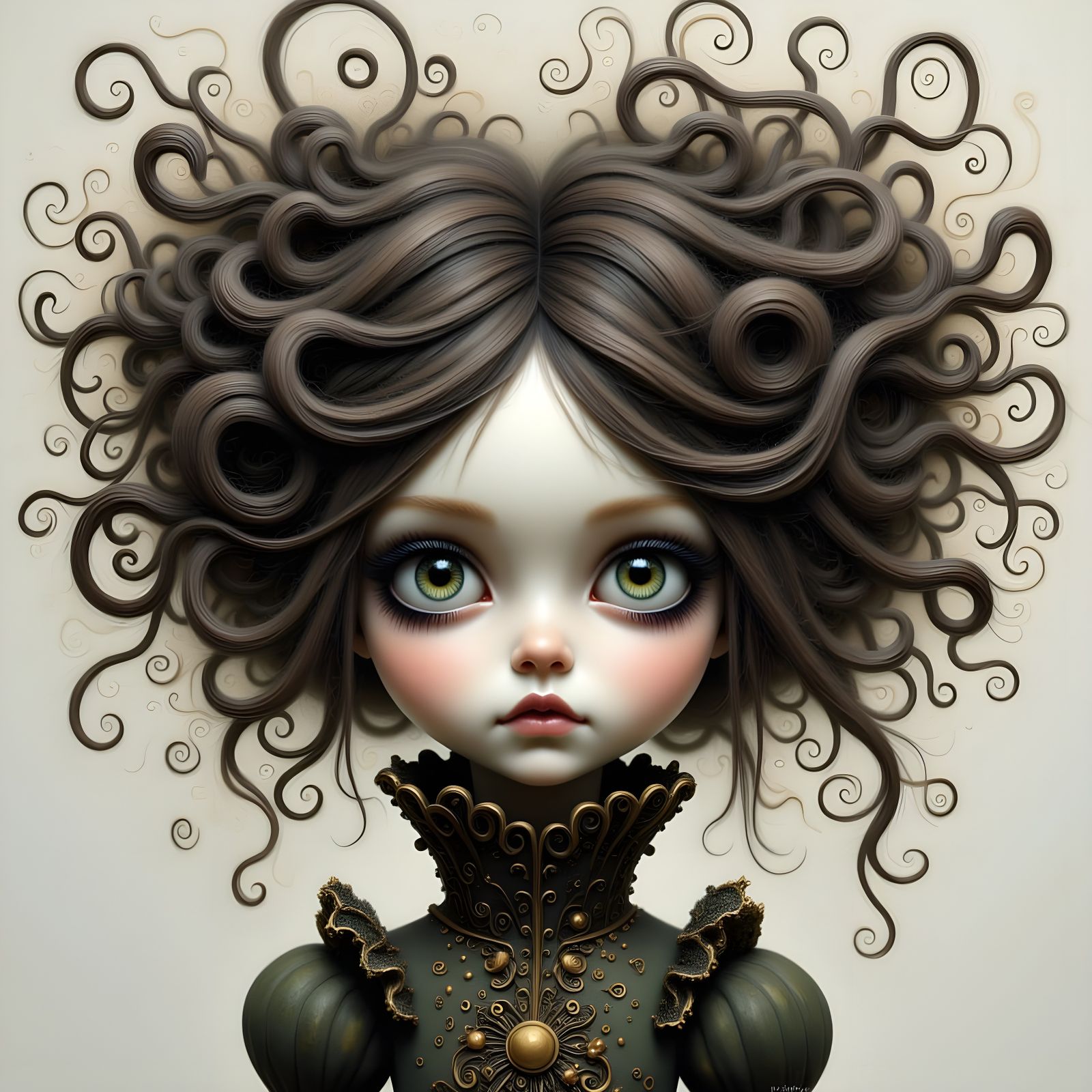 Porcelain Doll in Art Nouveau Style