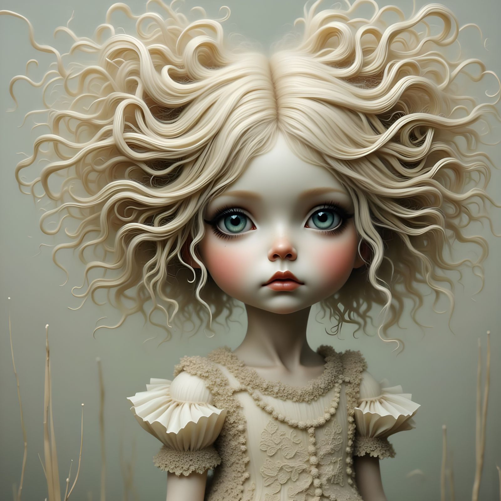 Porcelain Doll in Art Nouveau Style