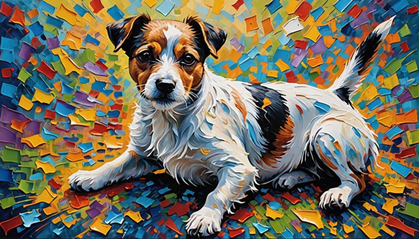 Impasto Painting of a Jack Russell  neo-impressionism expressionist style oil painting, smooth post-impressionist ...  by @Giulia