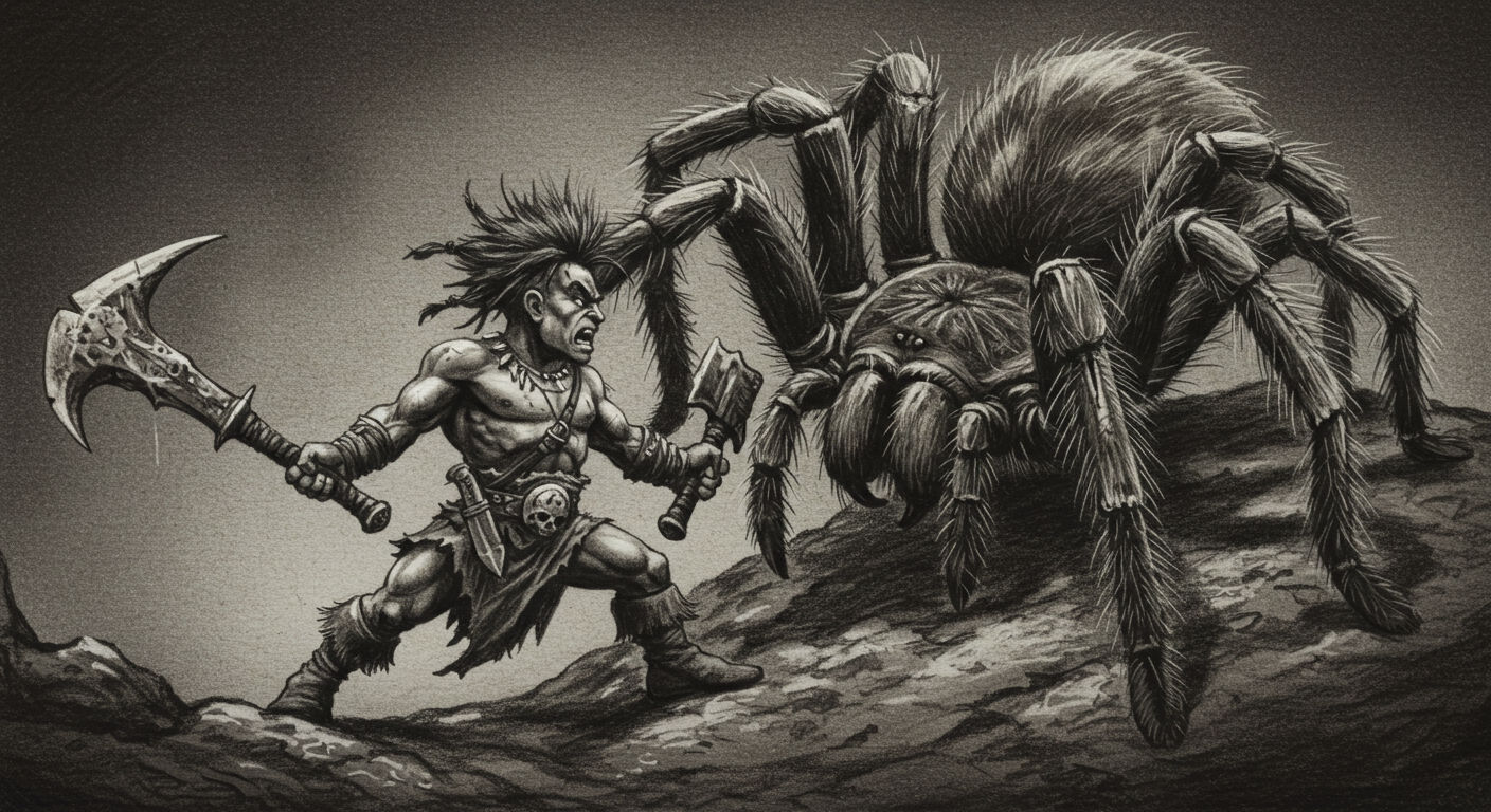 My Little Barbarian Battles A Taratula