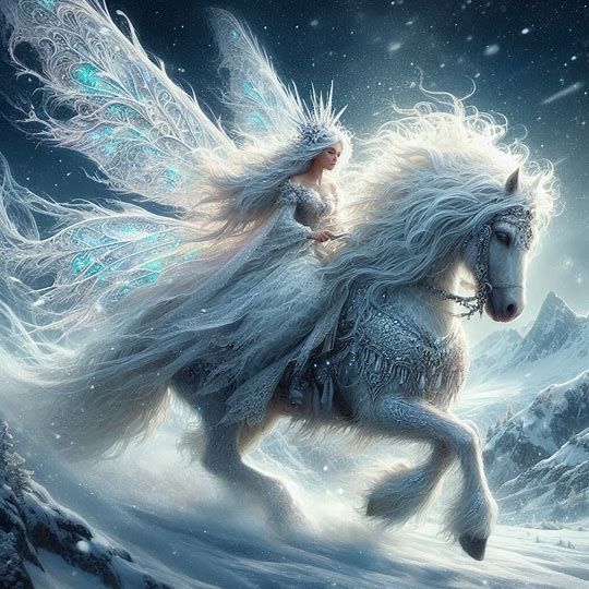 Winter Fairy on horseback 4
