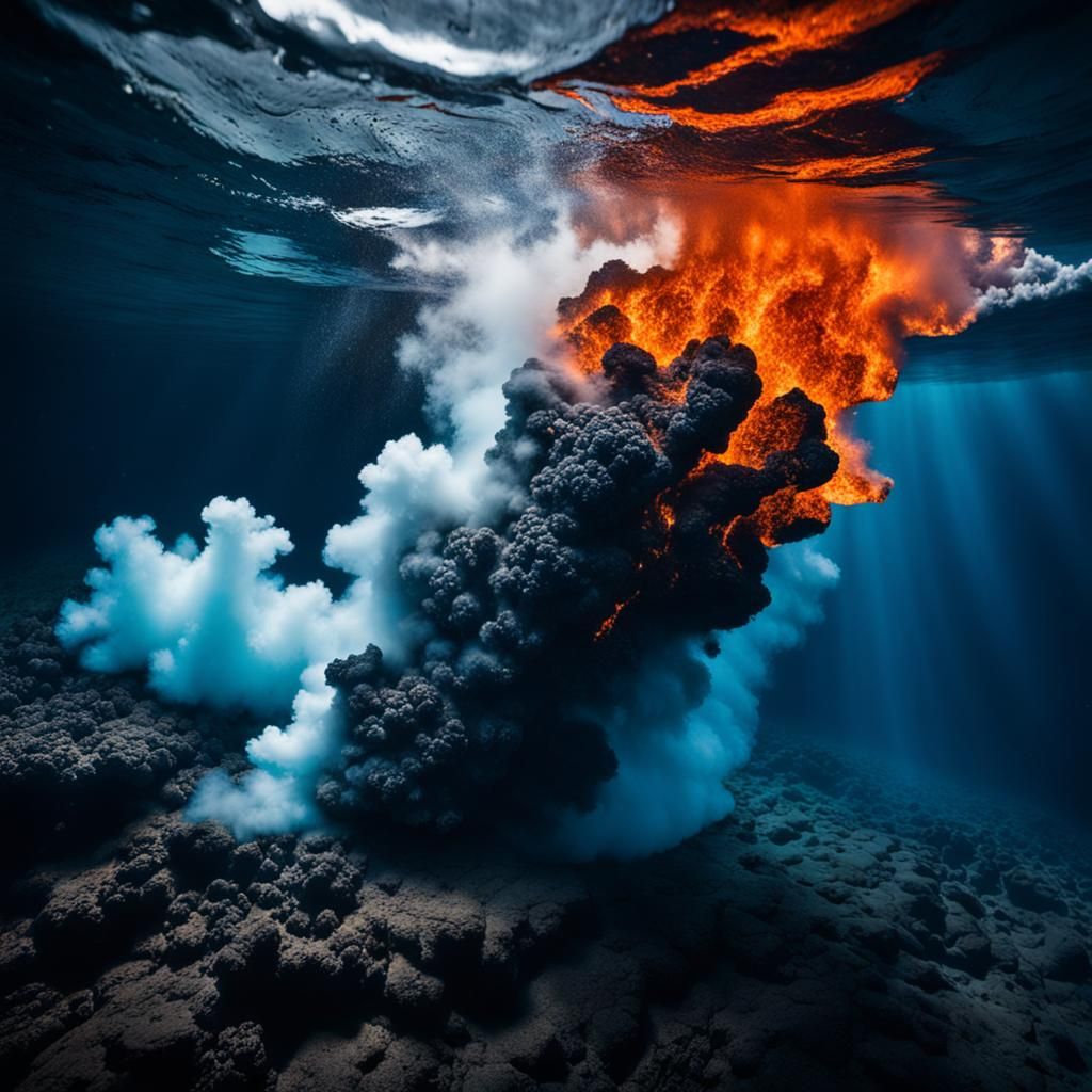 Underwater volcanic fissure emitting plumes of boiling water
  by @Josephine 