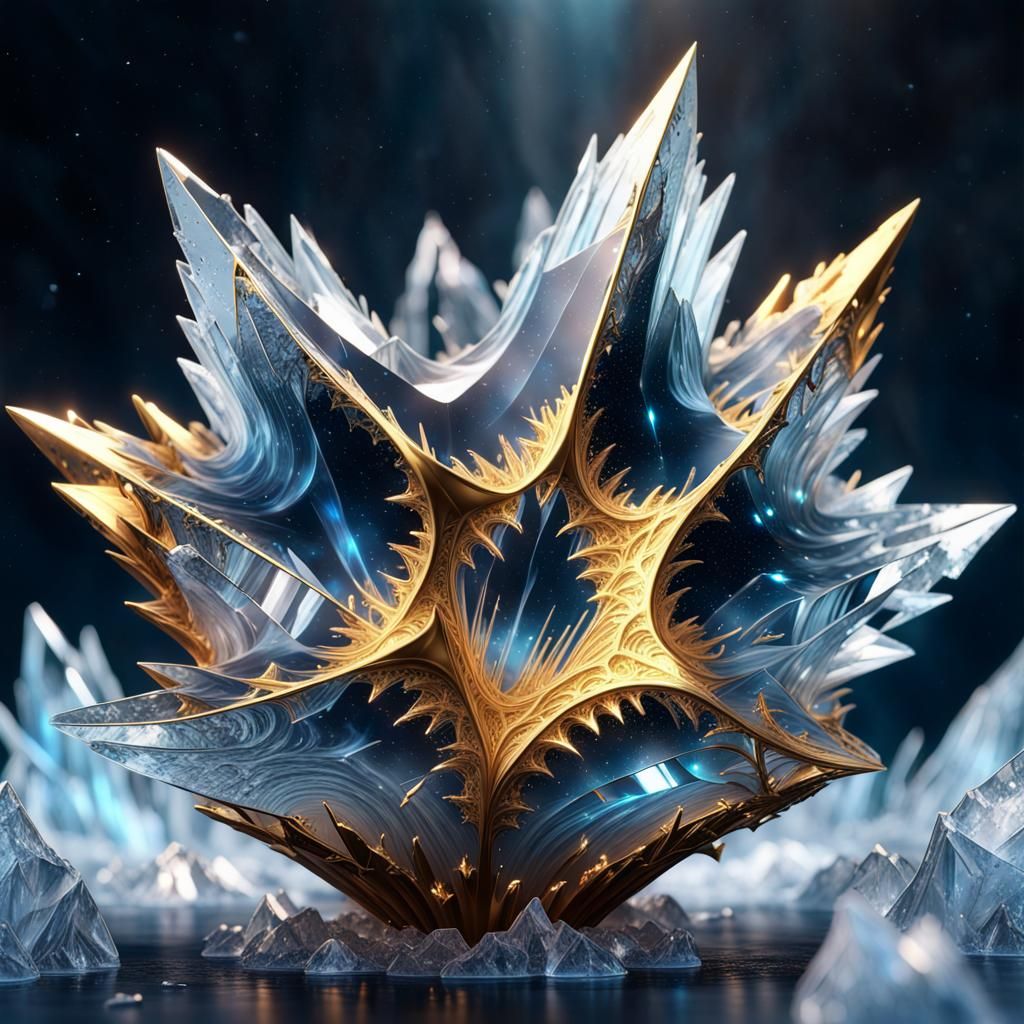 Ice crystal gold diamond sculpture beautifully breathtaking ...