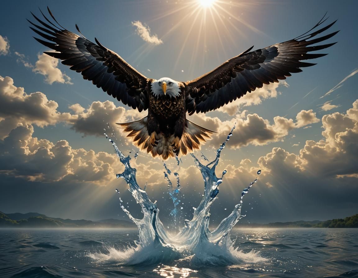 Epic cinematic brilliant stunning intricate meticulously detailed  (drop of water bounces above the water ...  by @Lennis