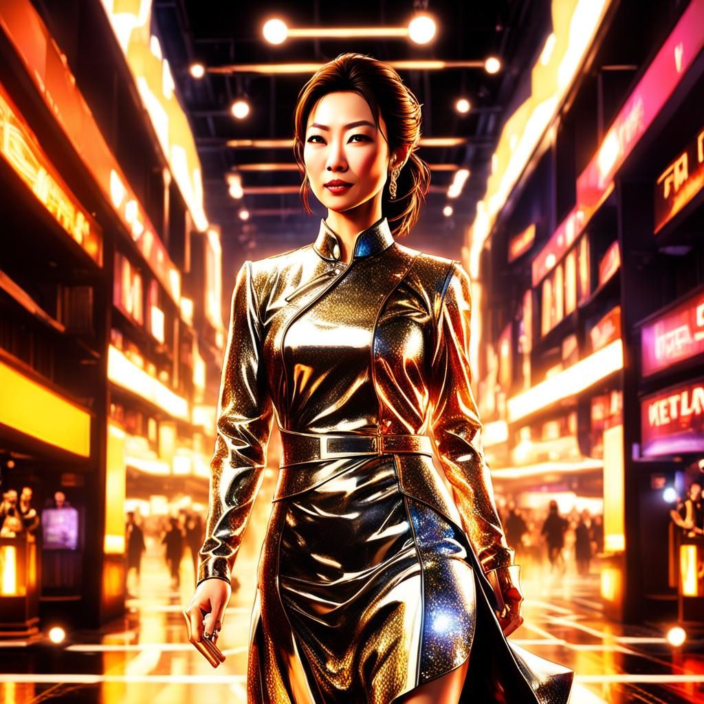 Sexy Michelle Yeoh as Anime girl in Women's sexy Style Night...