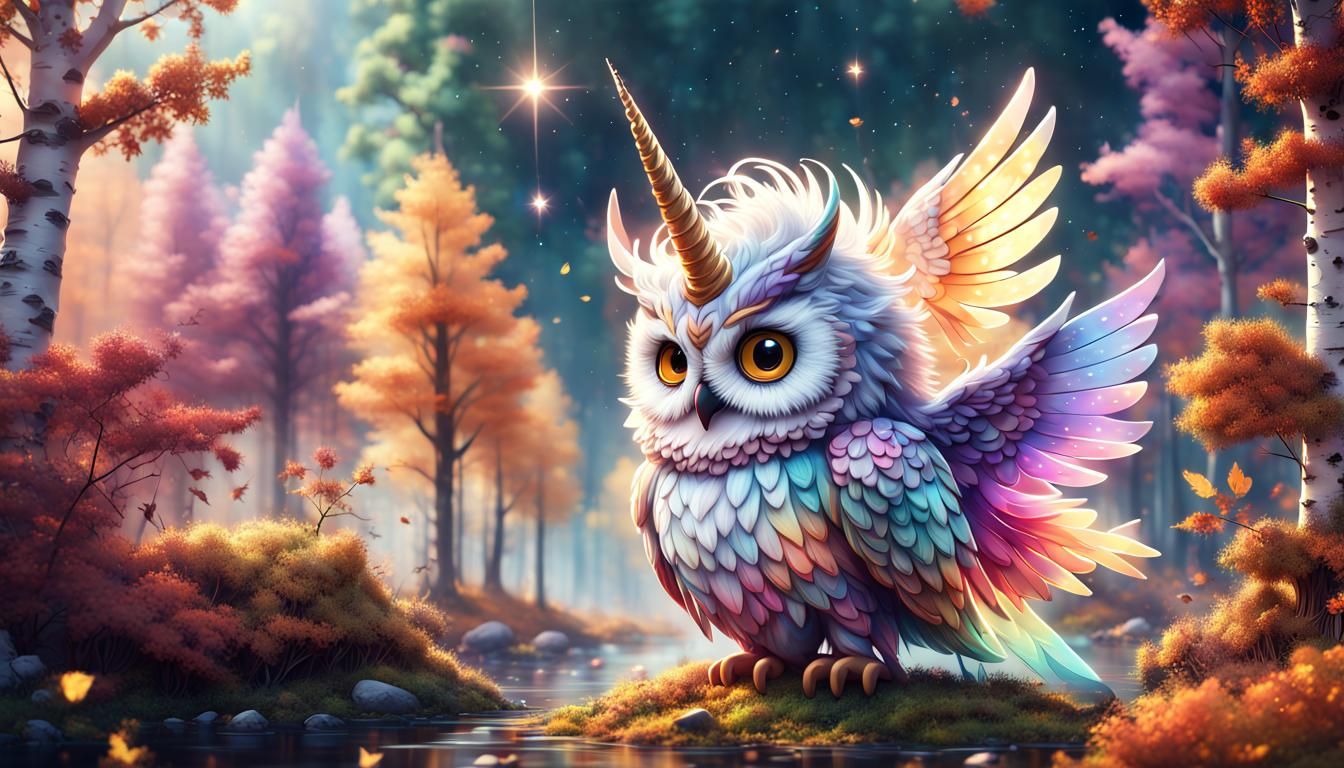 From the Lands above and beyond the clouds...A Unicorn Owl !...