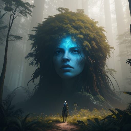 Empowered Goddess in Vibrant Nature