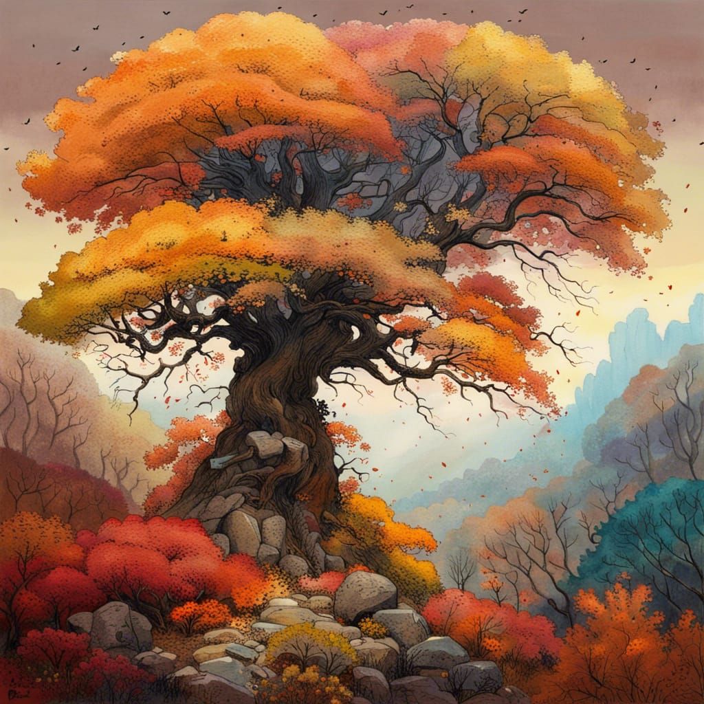 A tree in the autumn - AI Generated Artwork - NightCafe Creator